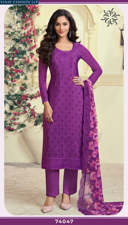 Silkina Royal Crepe 47 Vinay Fashion Llp Royal Crepe Pant Style Suits Wholesaler Ahmedabad
