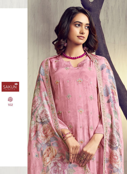Silkina Sakun Natural Crape Pant Style Suits Manufacturer India
