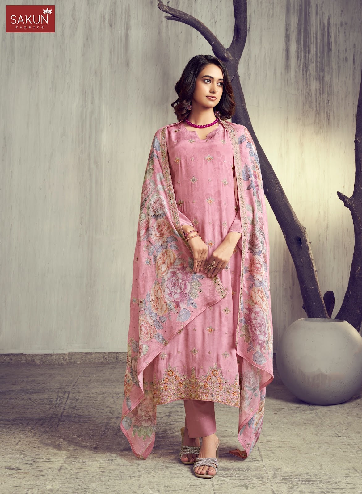 Silkina Sakun Natural Crape Pant Style Suits Manufacturer India