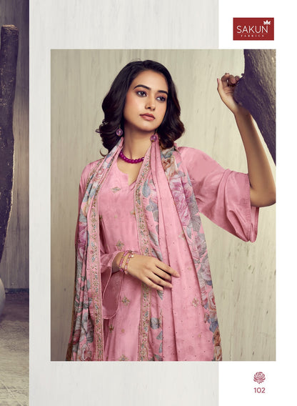 Silkina Sakun Natural Crape Pant Style Suits Manufacturer India