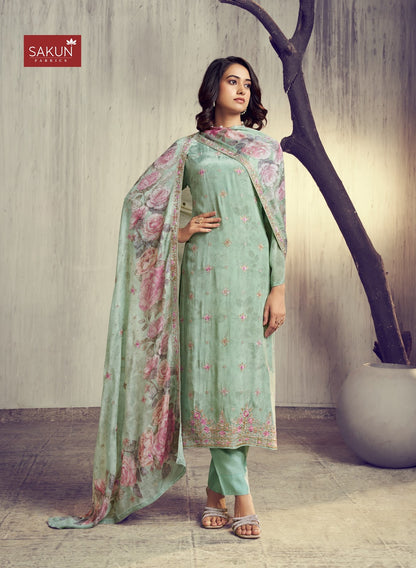 Silkina Sakun Natural Crape Pant Style Suits Manufacturer India