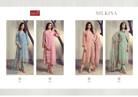 Silkina Sakun Natural Crape Pant Style Suits Manufacturer India