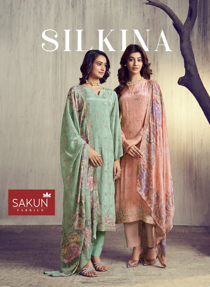 Silkina Sakun Natural Crape Pant Style Suits Manufacturer India