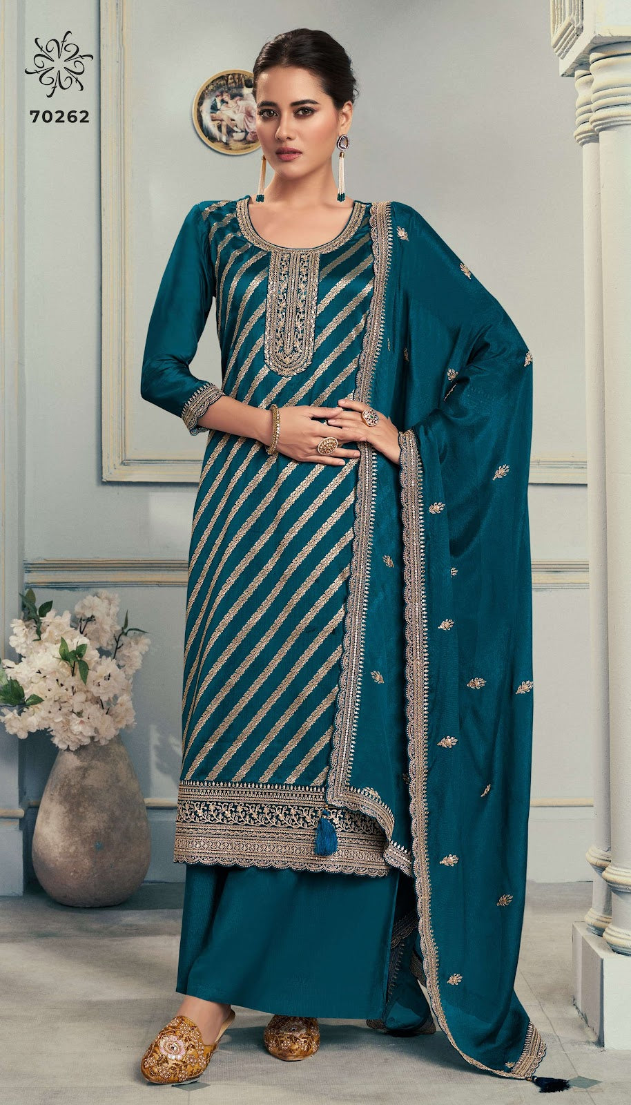 Silky 3 Kuleesh Vinay Fashion Llp Silk Jacquard Plazzo Style Suits Supplier India
