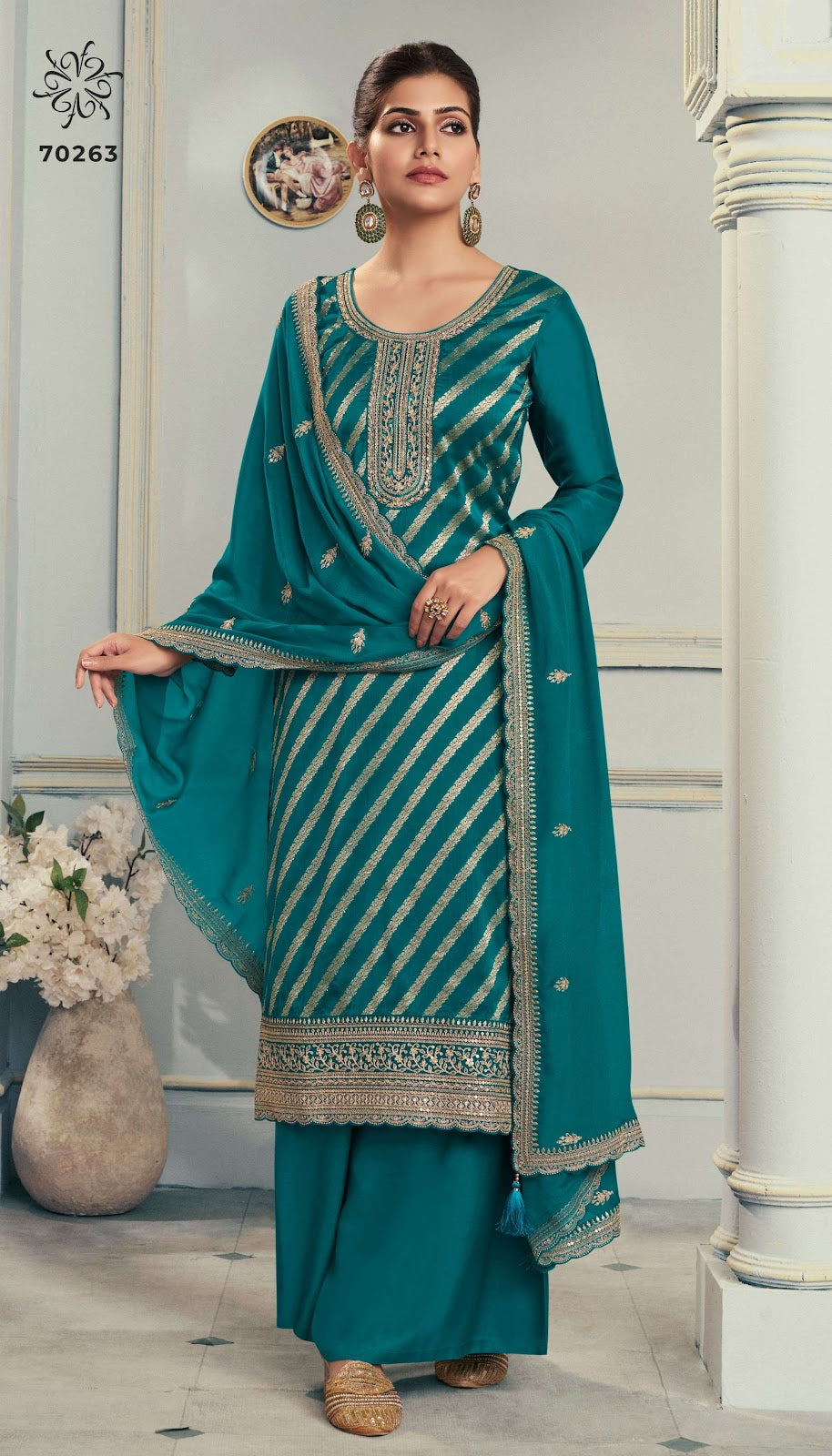 Silky 3 Kuleesh Vinay Fashion Llp Silk Jacquard Plazzo Style Suits Supplier India