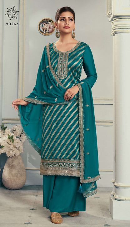 Silky 3 Kuleesh Vinay Fashion Llp Silk Jacquard Plazzo Style Suits Supplier India