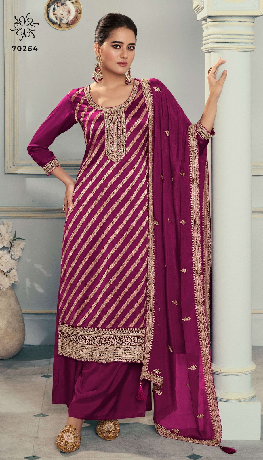 Silky 3 Kuleesh Vinay Fashion Llp Silk Jacquard Plazzo Style Suits Supplier India