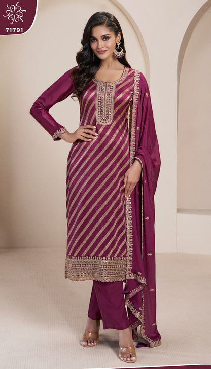 Silky 6 Kuleesh Vinay Fashion Llp Silk Jacquard Pant Style Suits Wholesaler India