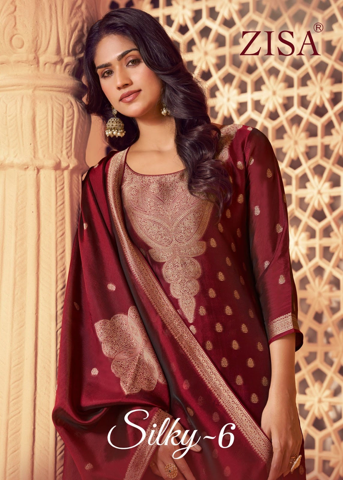 Silky 6 Zisa Silk Jacquard Pant Style Suits Exporter