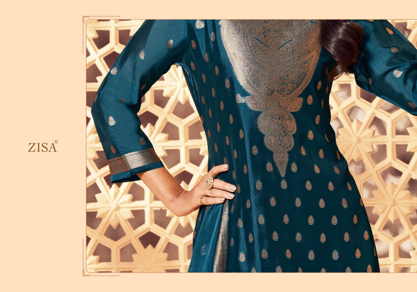 Silky 6 Zisa Silk Jacquard Pant Style Suits Exporter