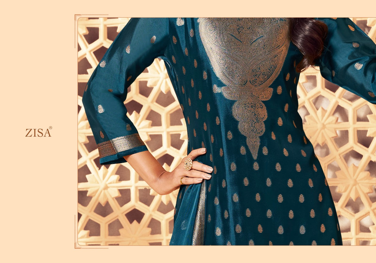 Silky 6 Zisa Silk Jacquard Pant Style Suits Exporter
