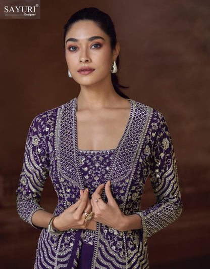 Silky Sayuri Chinon Silk Indo Western Pair Exporter