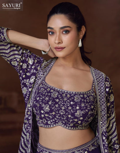 Silky Sayuri Chinon Silk Indo Western Pair Exporter