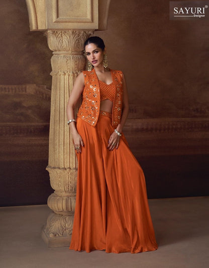 Silky Sayuri Chinon Silk Indo Western Pair Exporter