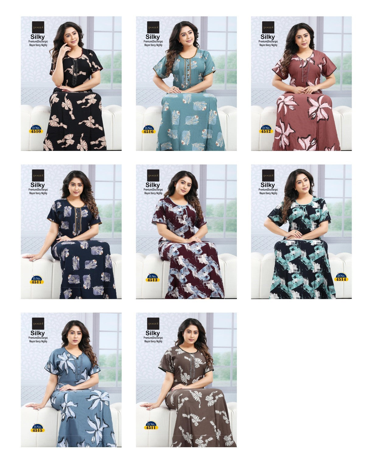 Silky Vol 3 Skager Rayon Night Gowns Exporter Gujarat