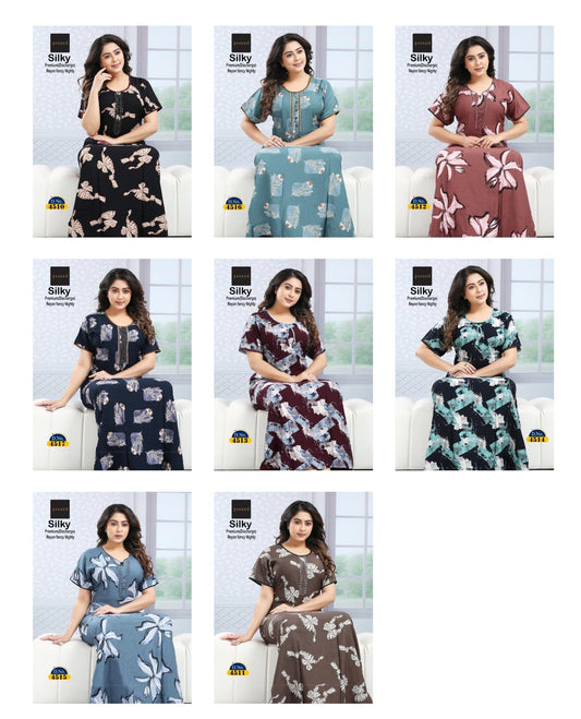 Silky Vol 3 Skager Rayon Night Gowns Exporter Gujarat