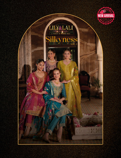 Silkyness Vol 3 Lily Lali Organza Readymade Pant Style Suits Wholesale Price
