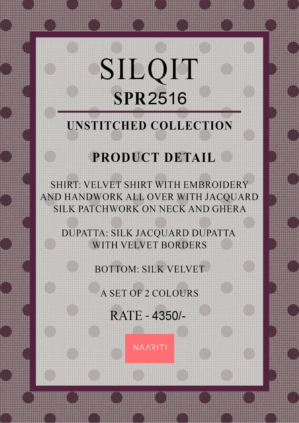 Silqit Naariti Velvet Suits Manufacturer Ahmedabad