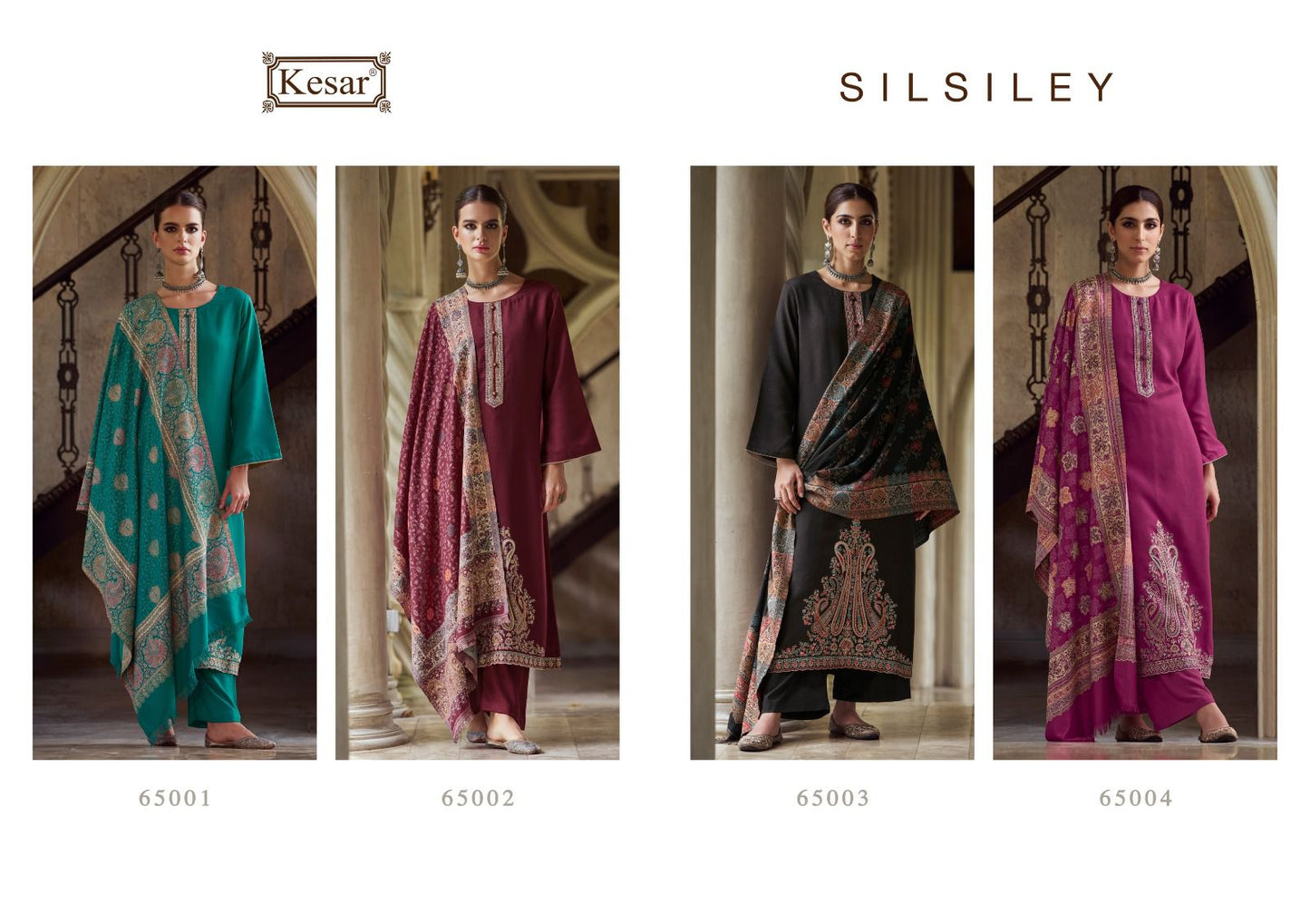 Silsiley Kesar Twill Pashmina Suits Wholesale Rate