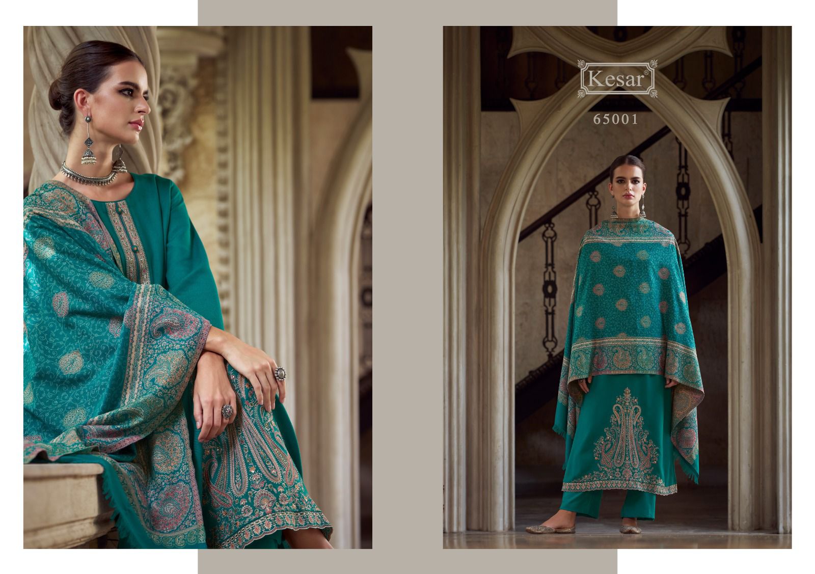 Silsiley Kesar Twill Pashmina Suits Wholesale Rate