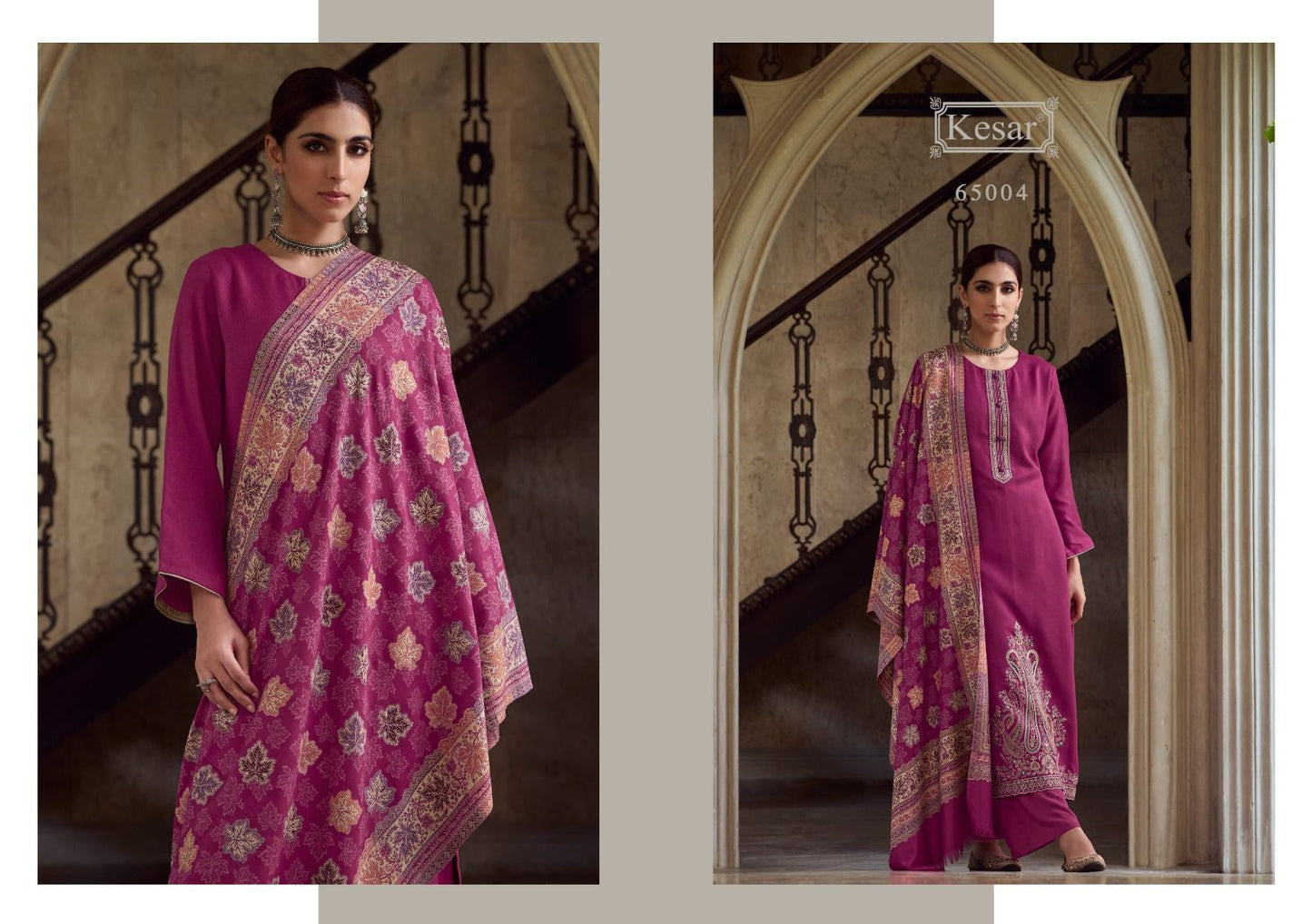 Silsiley Kesar Twill Pashmina Suits Wholesale Rate