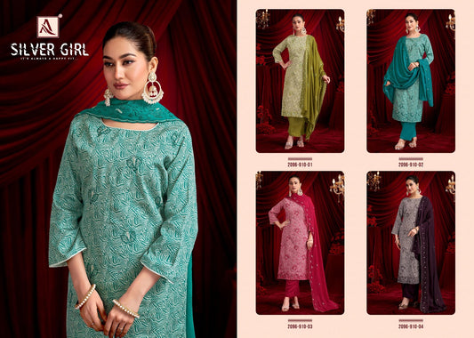 Silver Girl Alok Zam Cotton Karachi Salwar Suits Supplier India