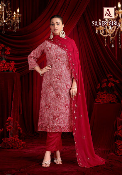 Silver Girl Alok Zam Cotton Karachi Salwar Suits Supplier India