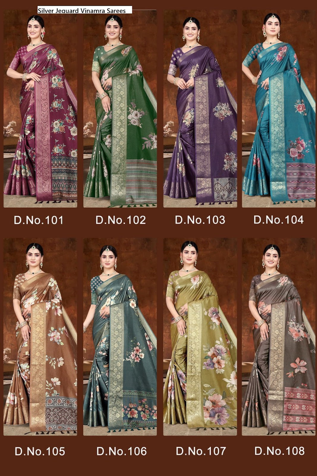Silver Jequard Vinamra Cotton Silk Sarees Supplier Gujarat
