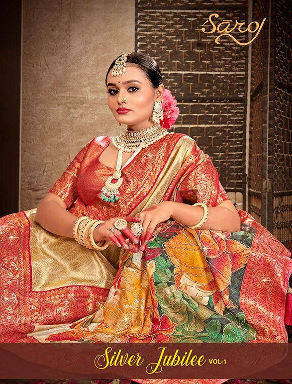 Silver Jubilee Vol 1 Saroj Silk Sarees Wholesaler Ahmedabad