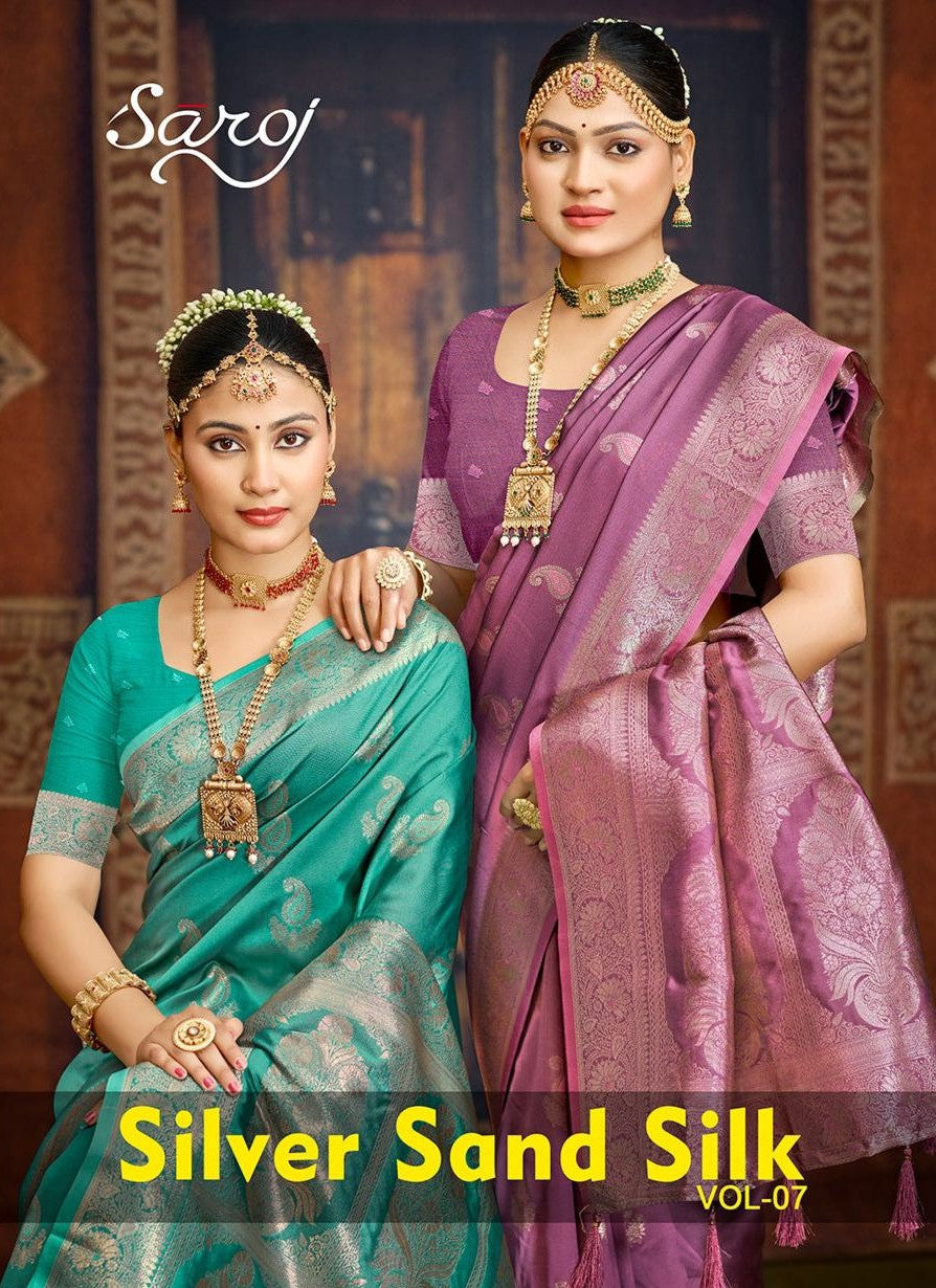 Silver Sand Silk Vol 7 Saroj Sarees Supplier Ahmedabad