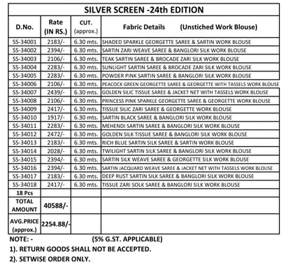 Silver Screen 24 Tfh Sarees Wholesaler