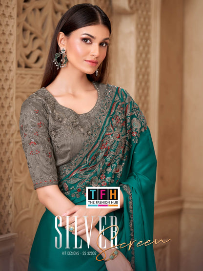 Silver Screen 32002 Hit Tfh Fiona Sarees Exporter India