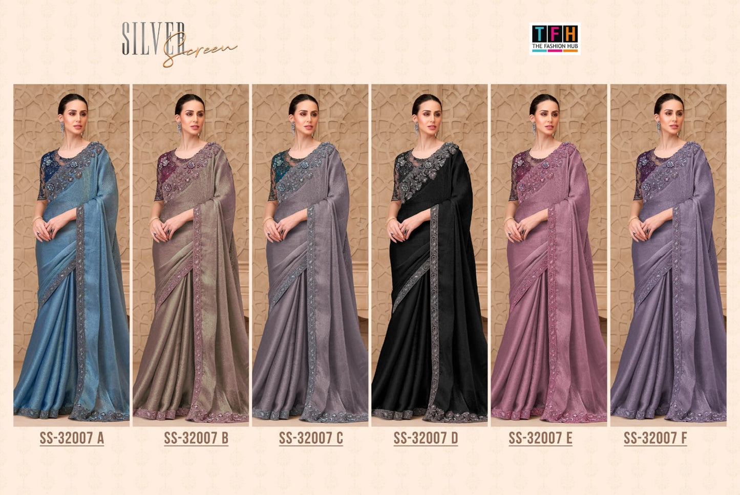 Silver Screen 32007 Hit Tfh Satin Sarees Supplier India