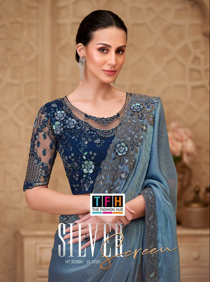 Silver Screen 32007 Hit Tfh Satin Sarees Supplier India
