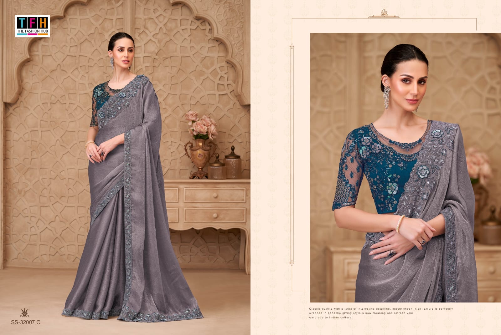 Silver Screen 32007 Hit Tfh Satin Sarees Supplier India