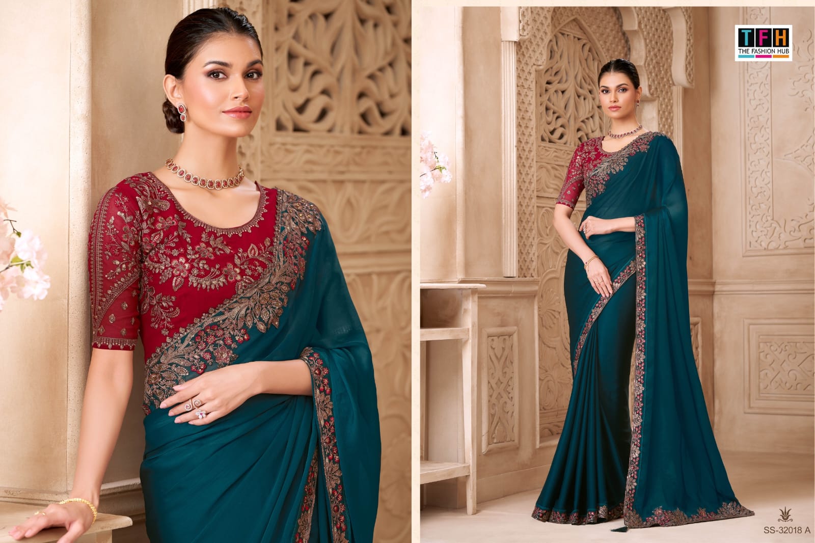 Silver Screen 32018 Hit Tfh Satin Sarees Manufacturer Ahmedabad