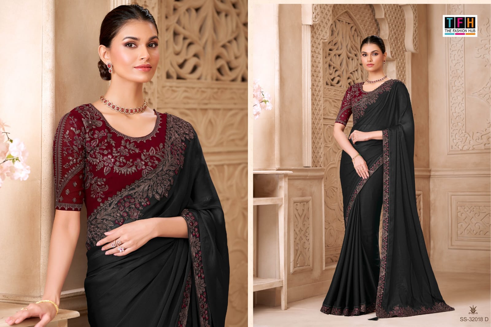 Silver Screen 32018 Hit Tfh Satin Sarees Manufacturer Ahmedabad