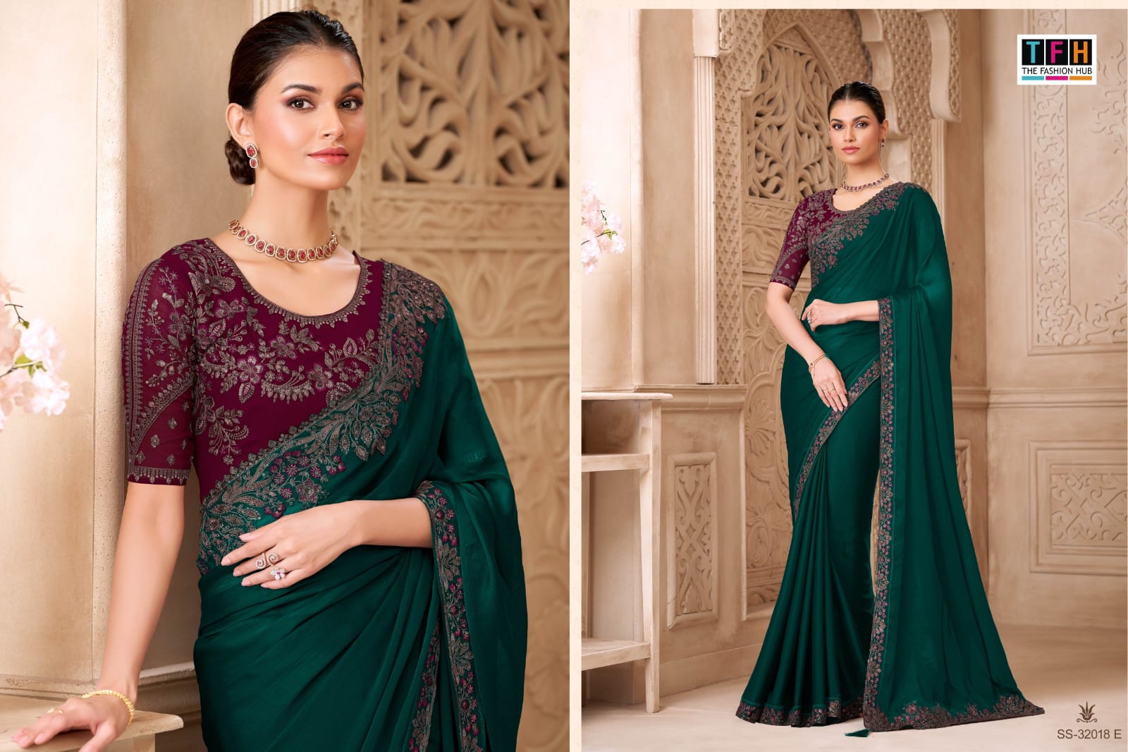 Silver Screen 32018 Hit Tfh Satin Sarees Manufacturer Ahmedabad