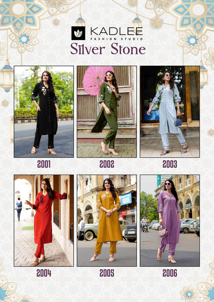 Silver Stone Kadlee Heavy Rayon Kurti Pant Set Wholesaler Gujarat