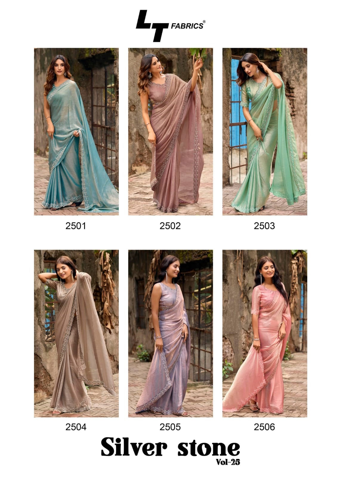 Silver Stone Vol 25 Lt Fabrics Nylon Satin Sarees Wholesale Price