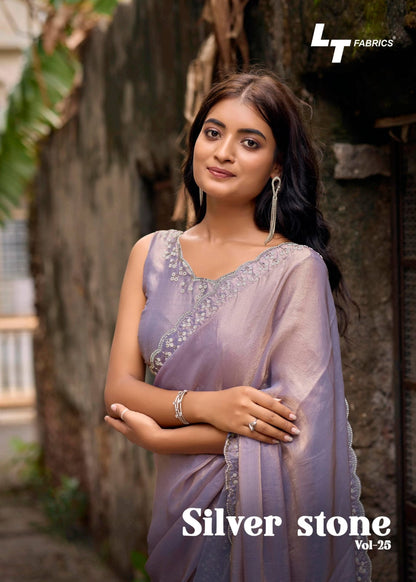 Silver Stone Vol 25 Lt Fabrics Nylon Satin Sarees Wholesale Price
