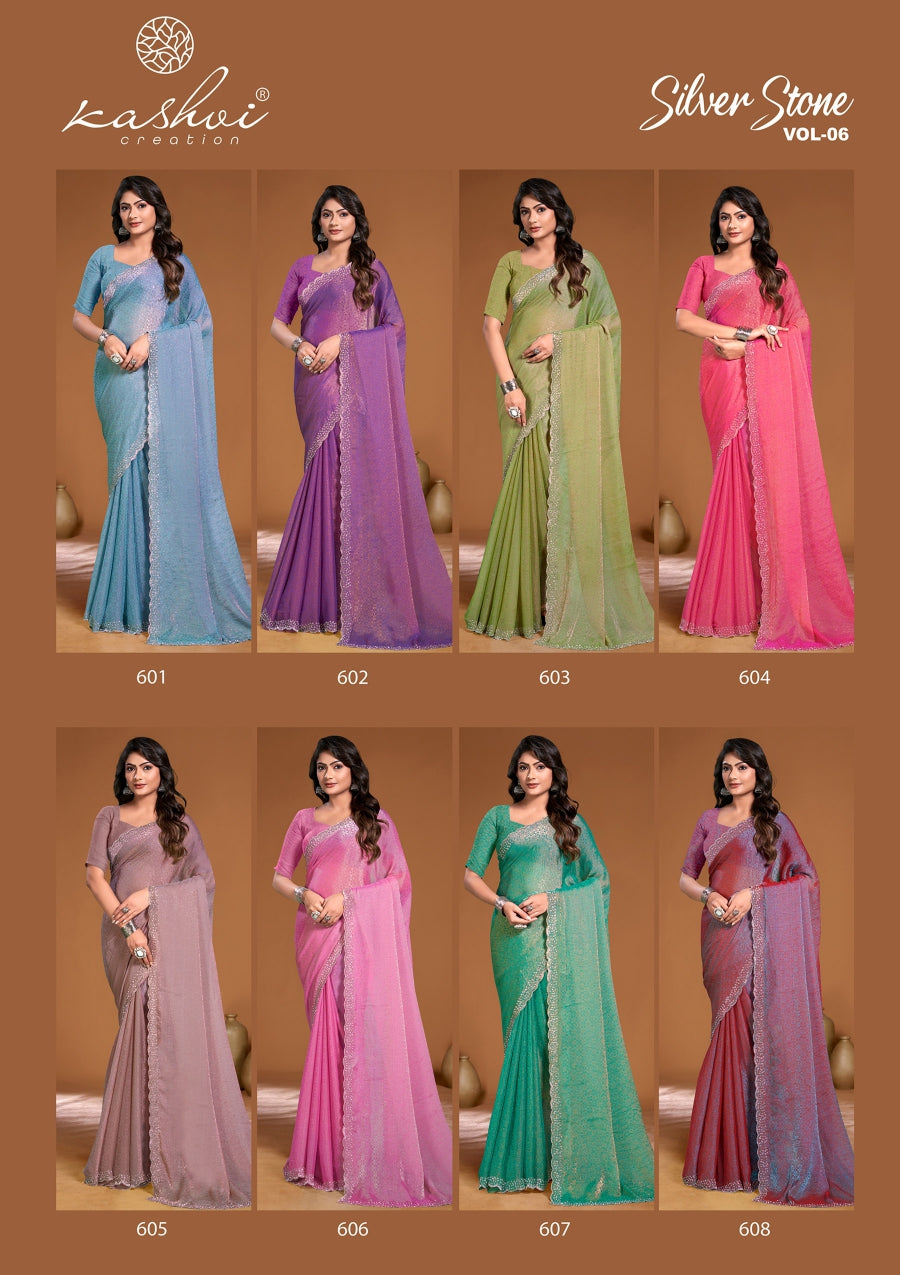 Silver Stone Vol 6 Kashvi Creation Silk Sarees Wholesale Price