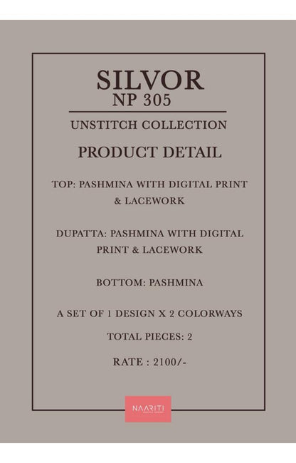 Silvor 305 Naariti Pashmina Suits Supplier