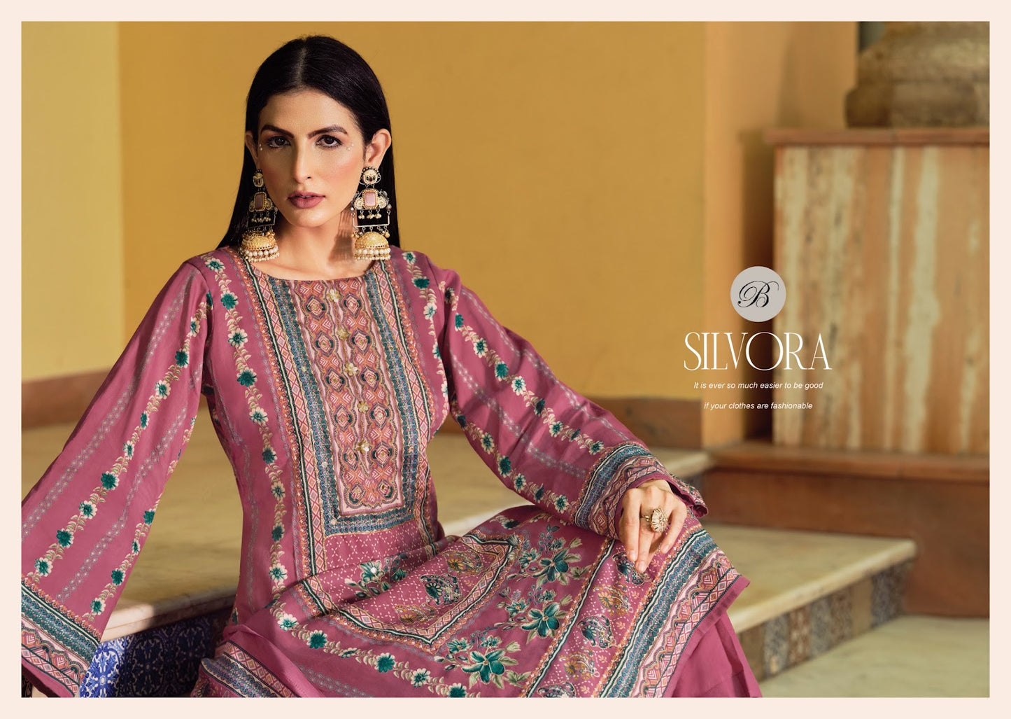 Silvora Belliza Designer Studio Jam Cotton Karachi Salwar Suits Manufacturer India