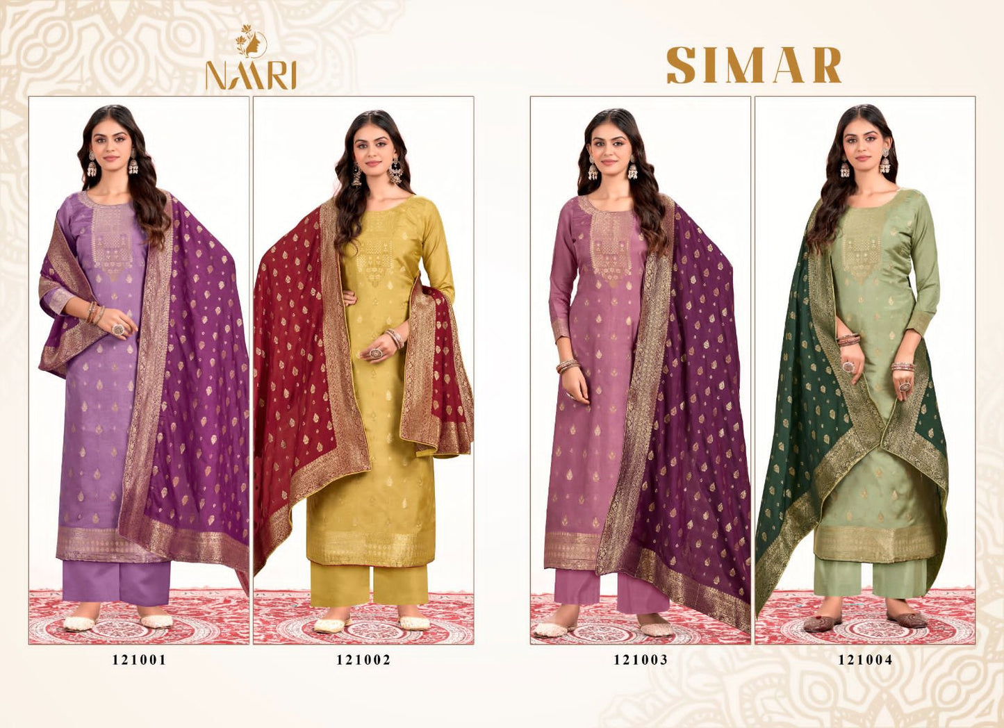 Simar Naari Muslin Jacquard Pant Style Suits Manufacturer Ahmedabad
