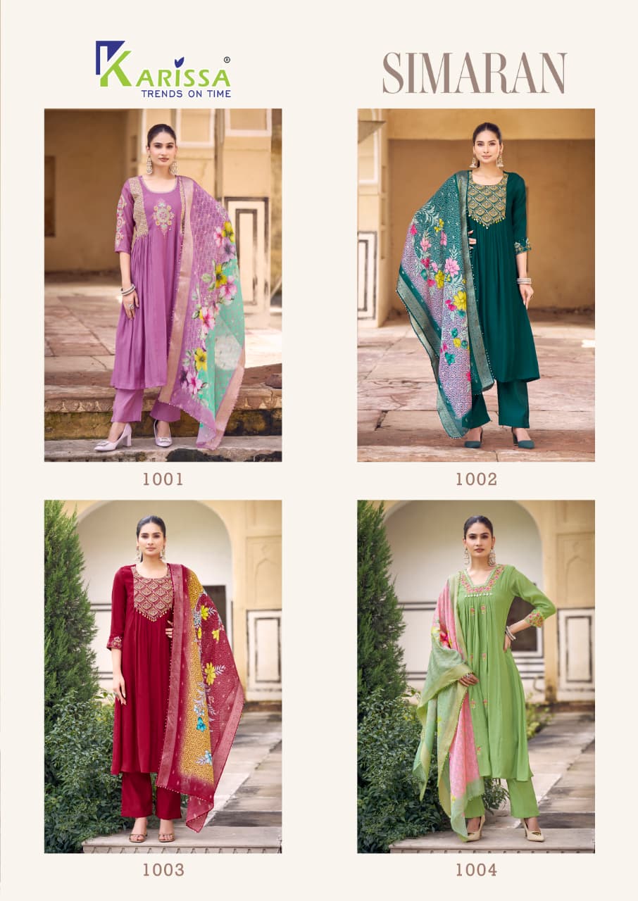 Simaran Karissa Viscose Chanderi Readymade Anarkali Suits Wholesaler India