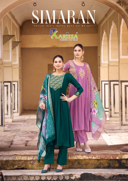 Simaran Karissa Viscose Chanderi Readymade Anarkali Suits Wholesaler India