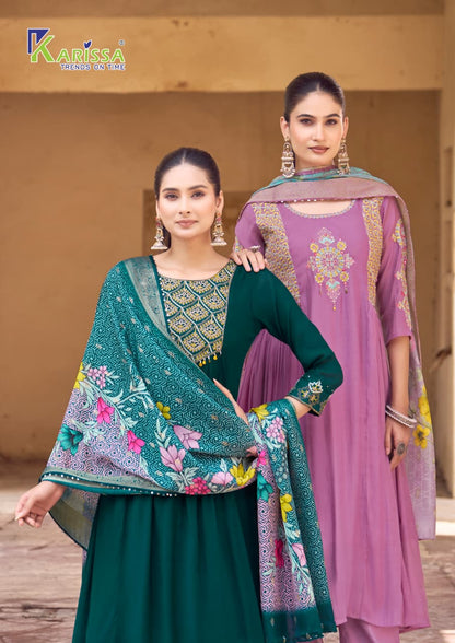 Simaran Karissa Viscose Chanderi Readymade Anarkali Suits Wholesaler India