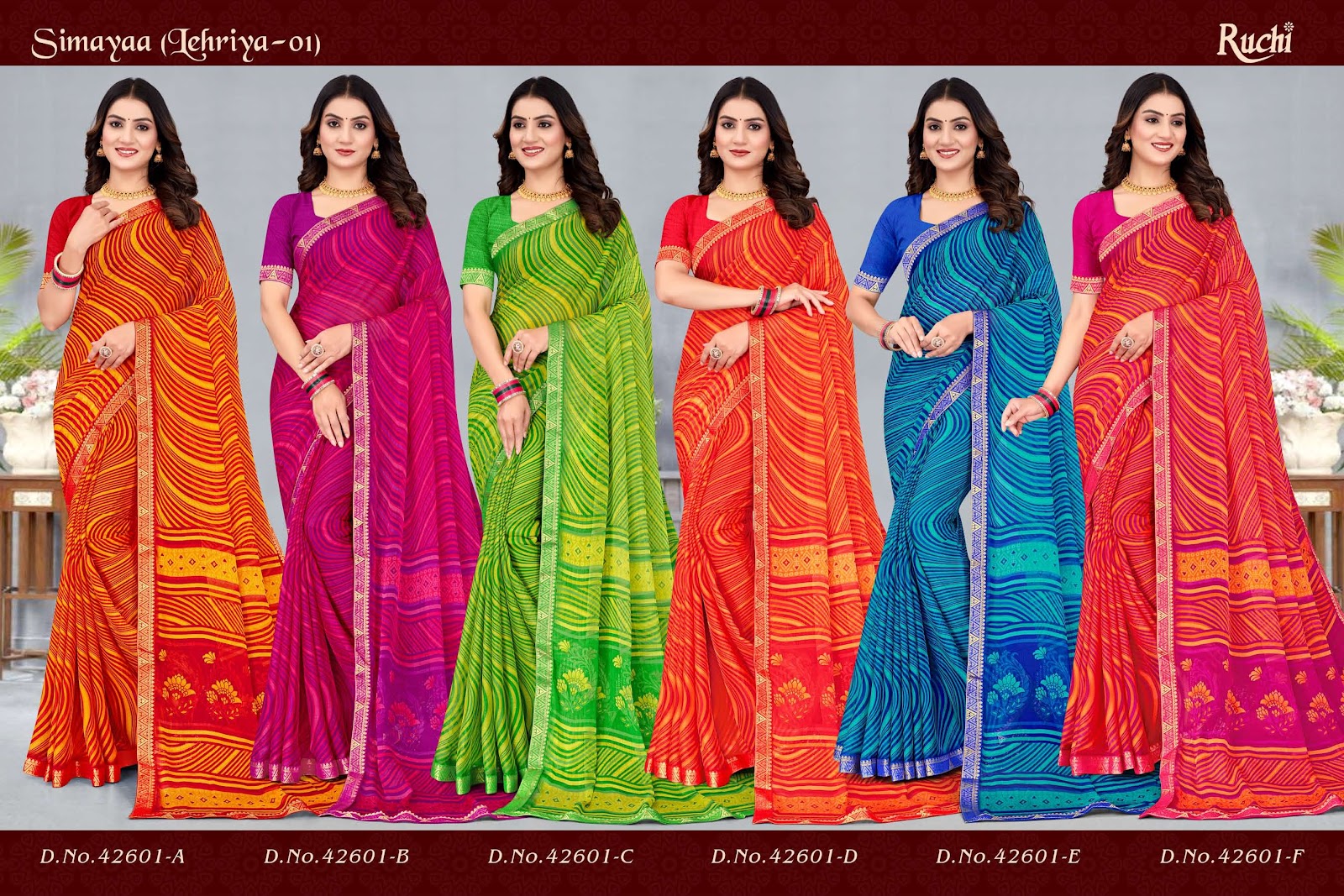 Simayaa Lehriya 1 Ruchi Chiffon Sarees Wholesale Rate