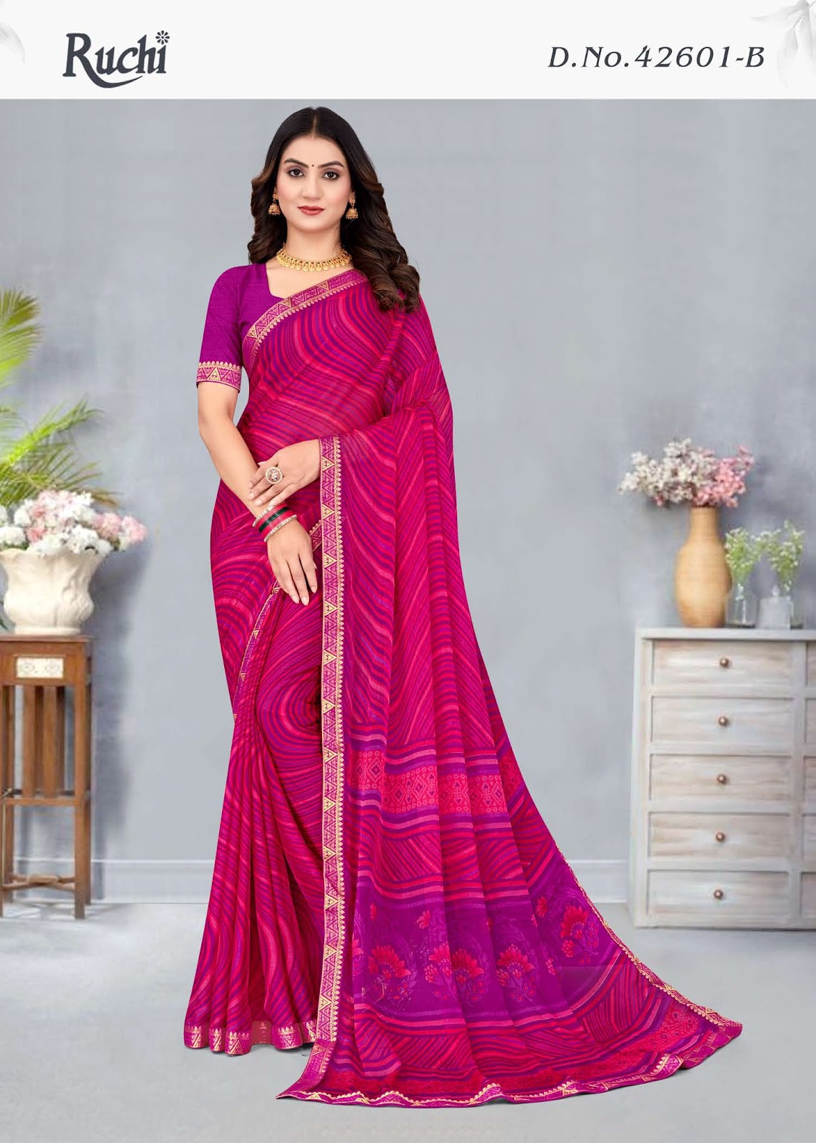 Simayaa Lehriya 1 Ruchi Chiffon Sarees Wholesale Rate